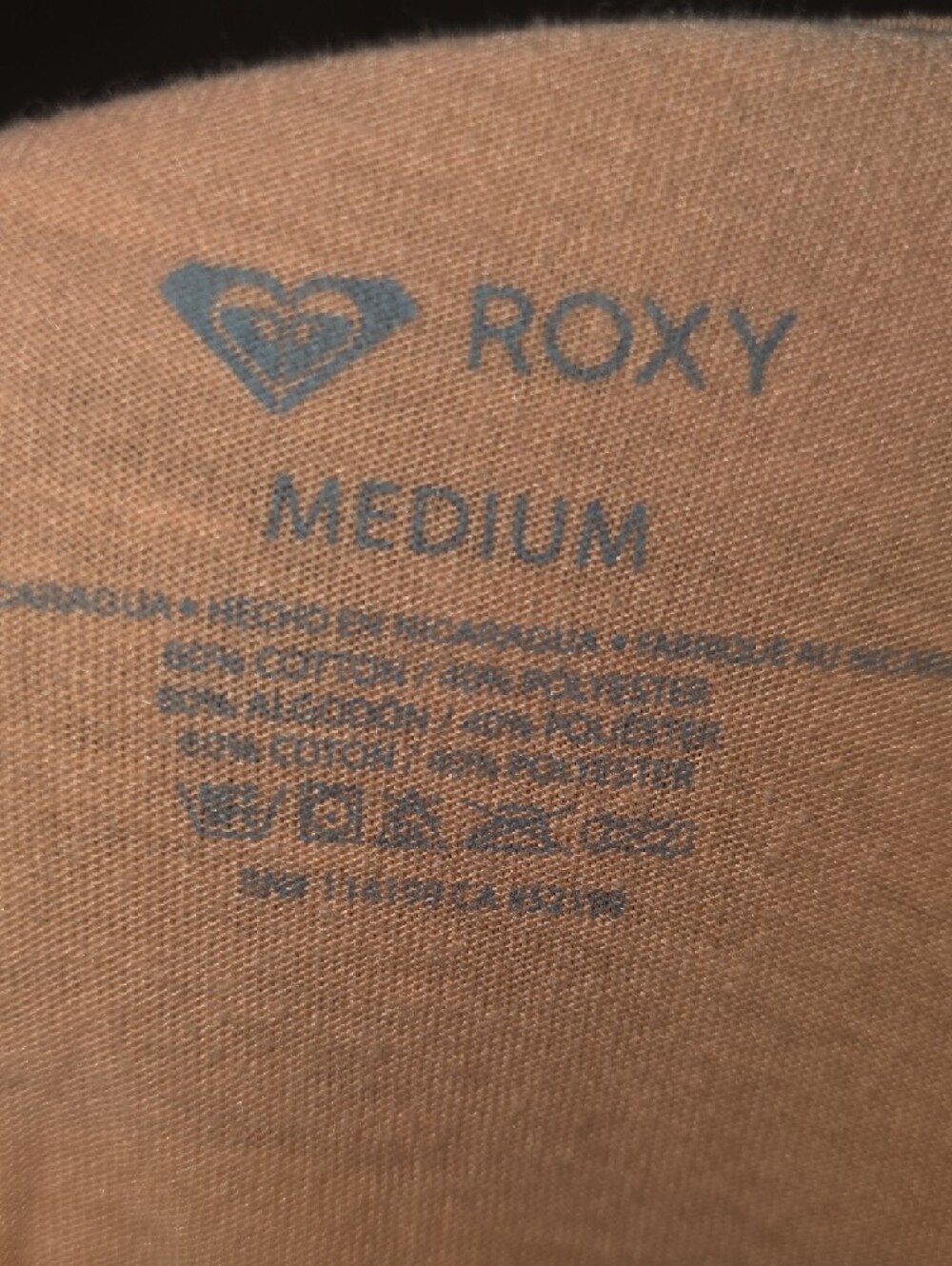 Roxy Peach Short Sleeve V-Neck Tee with Palm Accent - Picture 6 of 6